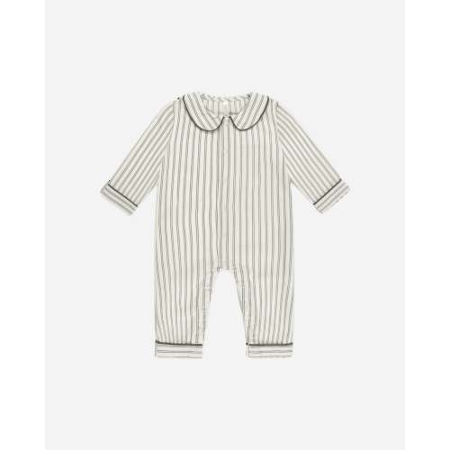 Baby Pajama Romper || Forest Pinstripe