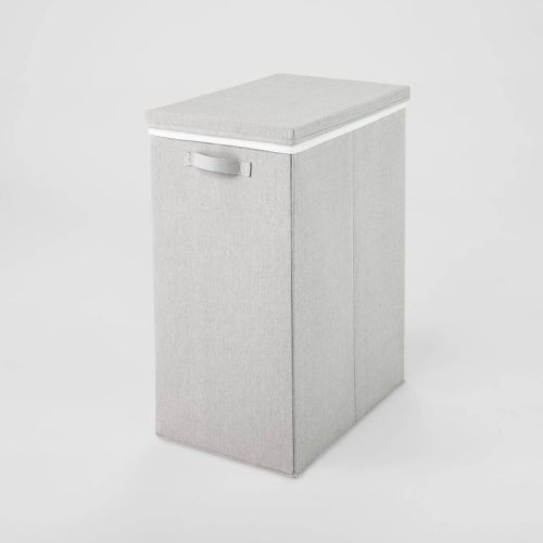 Collapsible Hamper Gray - Brightroom™: Light Gray Laundry Basket With Lid, 5700 Volume, 2 Handles, 26" Height