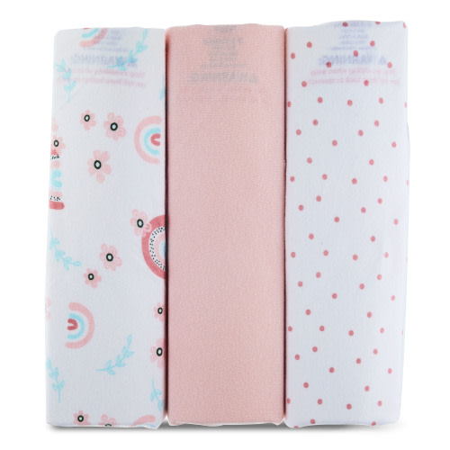 Parent's Choice 100% Cotton 3-Pack Adjustable Baby Wrap Swaddles for Girls, Rainbow Print, 22" x 27"