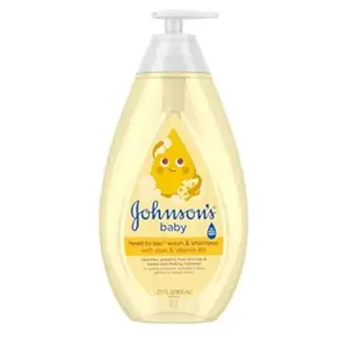 Johnson's Baby Head-To-Toe Baby Wash & Shampoo + Aloe & Vitamin B5, 2-in-1 Bath Wash Gently Cleanses Newborn's Delicate Skin & Hair, Hypoallergenic, No Added Parabens, Dyes & Sulfates, 27.1 fl. oz