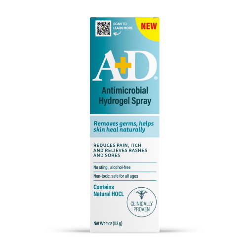 A+D Antimicrobial Hydrogel Spray – with Hypochlorous Acid, Removes Germs, Helps Heal Rashes & Irritations, Reduces itch & pain, Alcohol-Free, Non-Sting Formula, Safe for All Ages, 4oz HSA/FSA Eligible