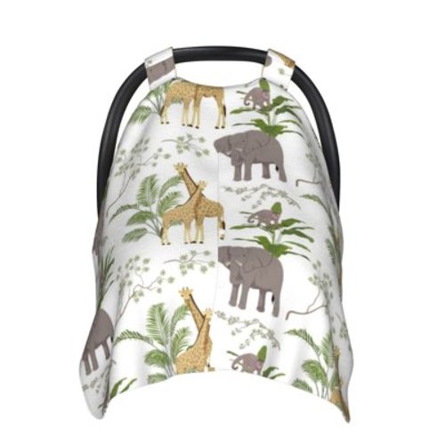 Car Seat Cover Baby - Jungle Animal Breathable Comfort Infant Car Seat Cover for Baby Carseat, Lightweight Baby Essentials Must Haves Newborn Stuff for Girl Boy