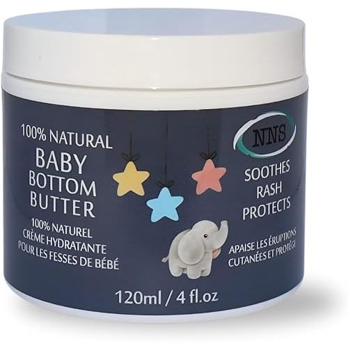 Natural Baby Bottom Butter, Diaper Rash Cream with Zinc Oxide, Soothes Diaper Rash 4 Fl Oz