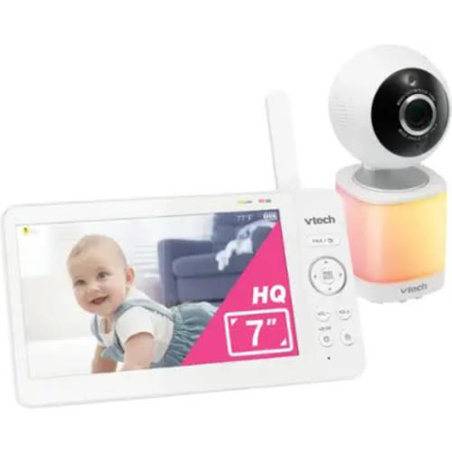 VTech - 7” Digital Video Baby Monitor with Pan-Tilt-Zoom, 600p High-Quality Display, and No WiFi - White