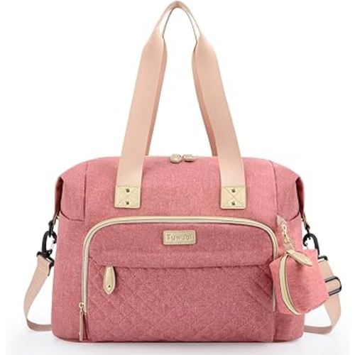 Tuwubi Diaper Bag Tote,Baby Diaper Bag with Pacifier Case Large Travel Diaper Tote Caddy for Mom and Dad Multifunction Large Baby Bag - Pink