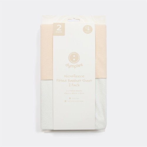 Dymples Microfleece Fitted Bassinet Sheet 2 Pack - Natural