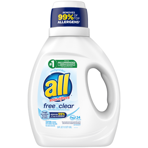 all Liquid Laundry Detergent, Free Clear for Sensitive Skin, 36 Fluid Ounces, 24 Loads