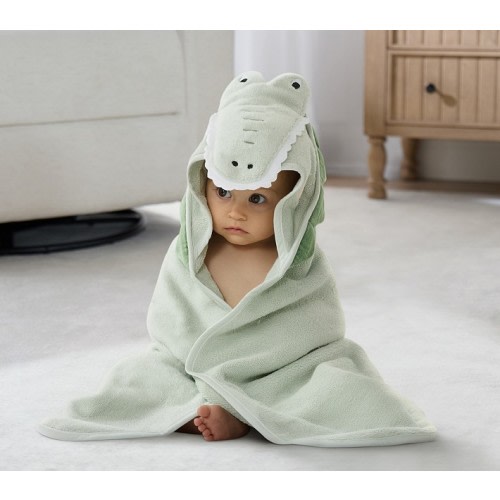 Super Soft Alligator Baby Hooded Towel & Washcloth Set