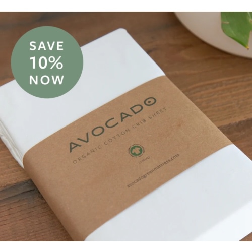 Organic Cotton Crib Sheets | Gentle & Safe | Avocado Green Mattress - White