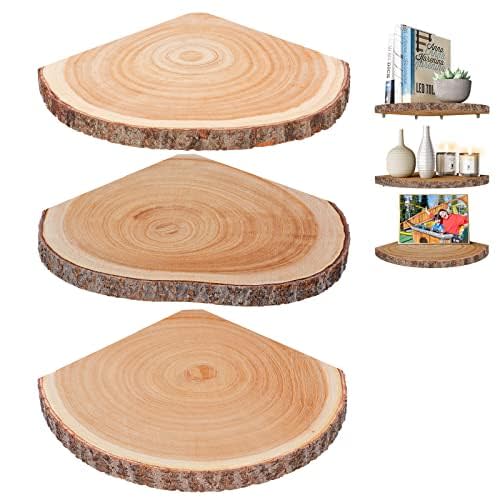 Corner Floating Shelves(3Pcs Wood Corner Shelf Rustic Corner Shelves Wall Corner Shelf for Decor/Storage/Kitchen/Bedroom/Office/Living Room