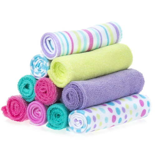 Spasilk Newborn Bath Scrub Washcloths, 10 Pack, Aqua Bubbles