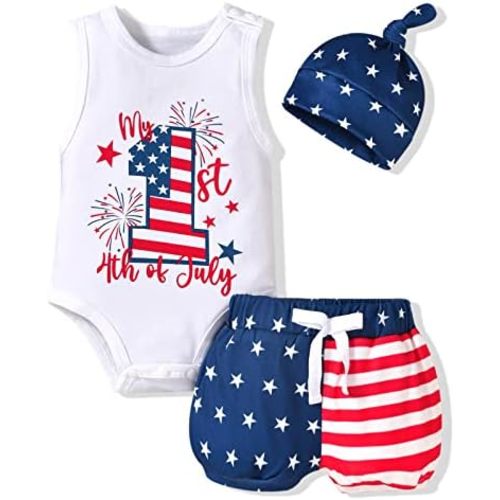 Aalizzwell Baby Boys Summer Clothes Sleeveless Bodysuit Shorts Outfit