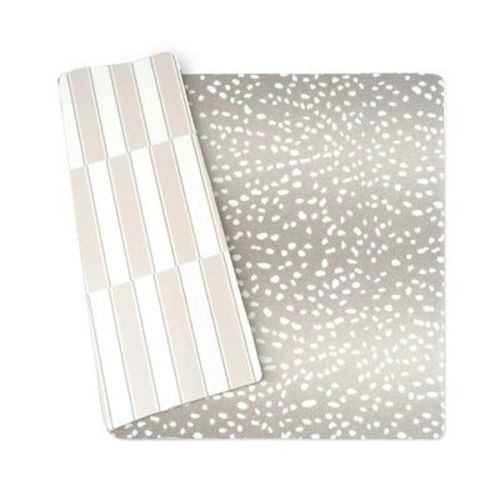 Wander & Roam Reversible Baby PlayMat - Large, Antelope + Stripe Design - Greige