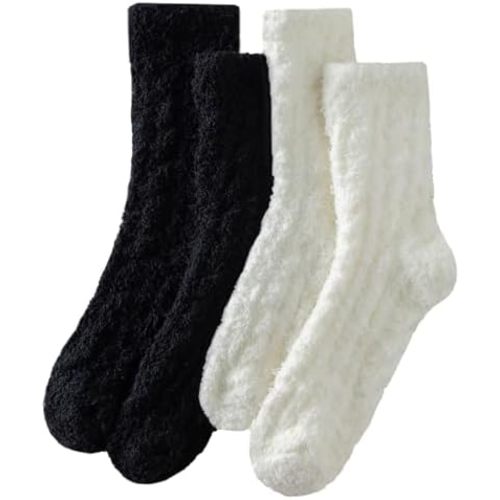 fauson Fuzzy Socks for Women - 5 Pairs Slipper Socks, Cable Knit Cozy Coral Fleece Warm Womens Socks for Daily Wear