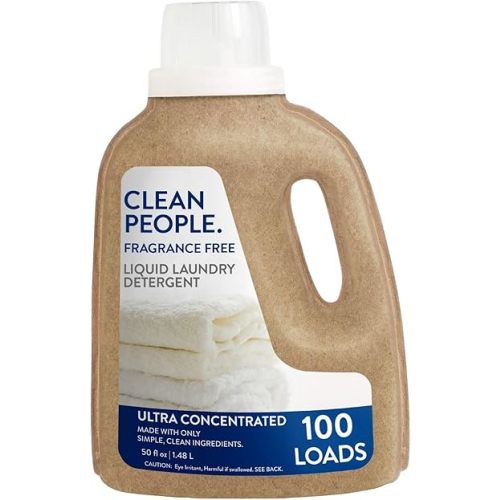 The Clean People Liquid Laundry Detergent - Recyclable Packaging, Stain Fighting - Ultra Concentrated, Laundry Soap - Fragrance Free, 50 fl oz