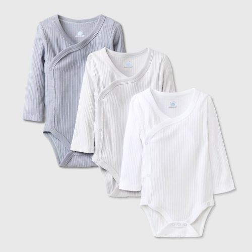 3pk Side Snap Long Sleeve Bodysuit - Cloud Island™ Gray, Size: Newborn
