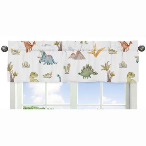 Sweet Jojo Designs Window Valance Treatment 54in. Watercolor Dinosaur Dino Multicolor