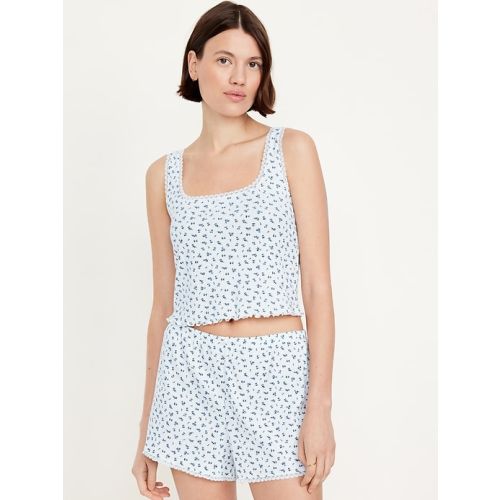 Pointelle Cropped Pajama Tank Top | Old Navy