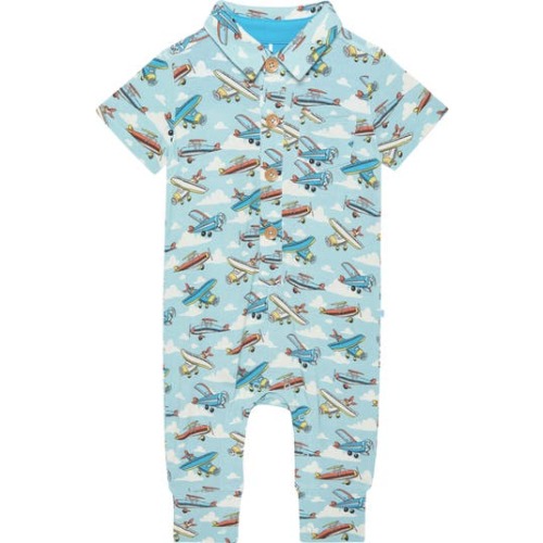 Planes Collared Short Sleeve Jumpsuit, 6-9M
