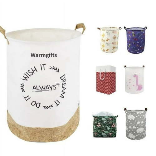 Laundry Hamper, Collapsible Laundry Basket Dorm, Baby Laundry Basket, Large Laundry Hamper Waterproof with Leather Handle for Dirty Clothes, Kids Toys, Bedroom, Bathroom