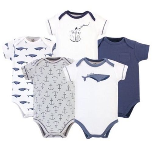 Touched By Nature Organic Cotton Bodysuits 5pk, Blue Whale, 6-9 Months