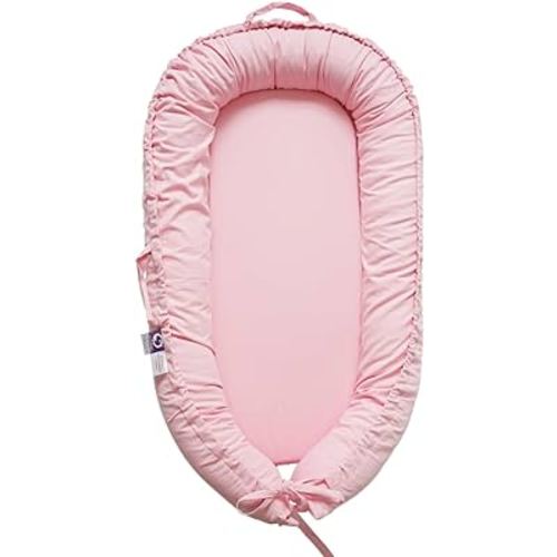Infant Lounger, Baby Nest Cover for Baby Girls & Boys, Newborn Essentials for Baby 0-12 Months, 100% Cotton Breathable, Co Sleeper for Baby in Bed (Misty Rose)