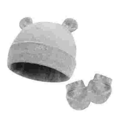 ZACPNCV Newborn Baby Hats and Mittens Set Bear Ear Baby Beanie No Scratch Cotton Infant Caps Gloves Newborn Hats for Boys Girls Gray Free Size
