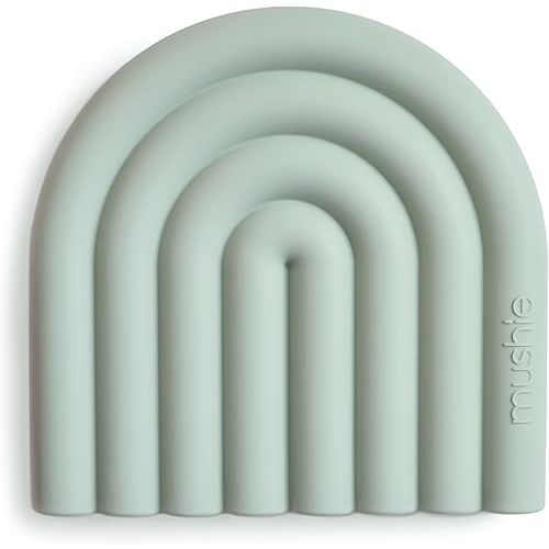 mushie Silicone Baby Teether Toy | Rainbow (Cambridge Blue)