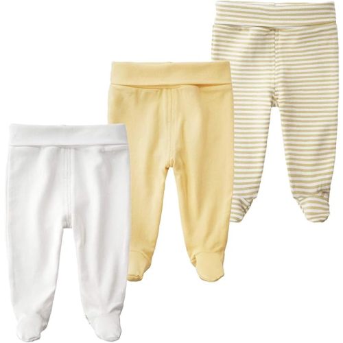 ACESTAR Newborn Infant Baby Boys Girls Cotton High Waist Footed Pants Casual Leggings with Feet 0-3 Months 3-PACK/1-PACK