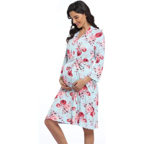 Women's Floral Maternity Robe - Labor and Delivery Robe for Hospital and Nursing Pregnancy Sleepwear