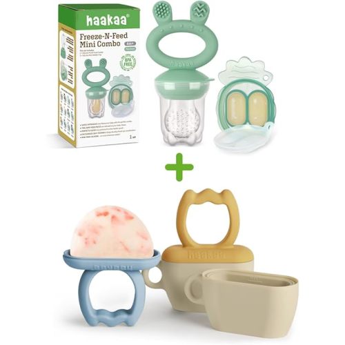 Haakaa Baby Feeder & Baby Popsicle Molds (Sky Blue + Mustard)
