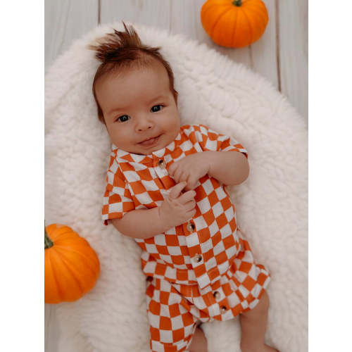 Tangerine Checkerboard / Organic Finley Set