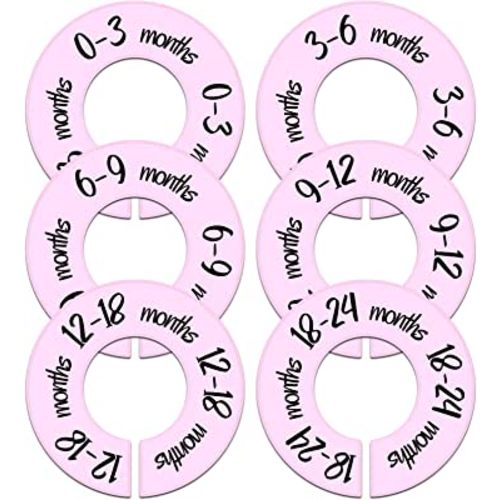 Pro Goleem Baby Closet Dividers Pink Baby Closet Organizer for Nursery Baby Clothes Size Age Dividers Fits 1.5" Rod 6 PCS
