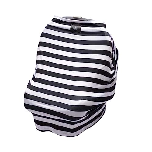 The Mother Cover - Breastfeeding Cover, Nursing Privacy, Car Seat Shade Wind Dampener, Swing or Cart Barrier, Perfect Nursing Companion (Black & White Stripe)