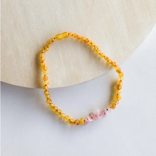 Raw Honey Baltic Amber + Raw Rose Quartz || Necklace – CanyonLeaf