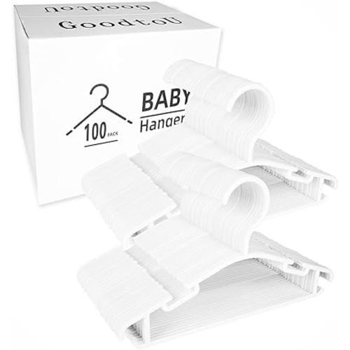 GoodtoU Kids Hangers - Baby & Toddler Nursery Hangers, White, 100 Pack