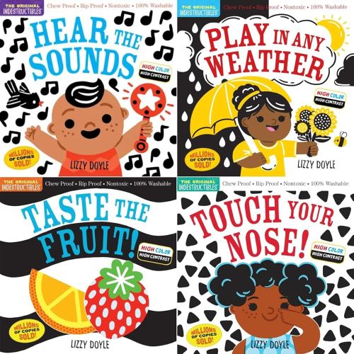 Indestructibles: High Color High Contrast Series 4 Books Set - Hear the Sounds, Play in Any Weather, Taste the Fruit!, Touch Your Nose! (Chew Proof · Rip Proof · Nontoxic · 100% Washable, Book for Babies, Newborn Books, Safe to Chew)
