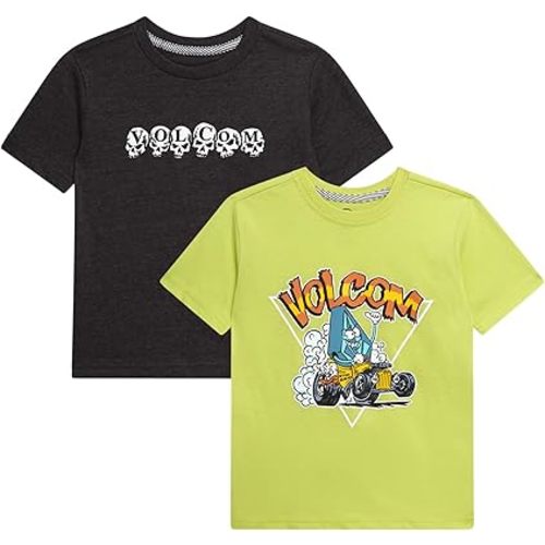 Volcom Boys Toddler Shirts - 2 Pack Cotton Blend Short Sleeve Tshirts for Kids - Cool Casual Crew Neck Graphic Tees for Boys