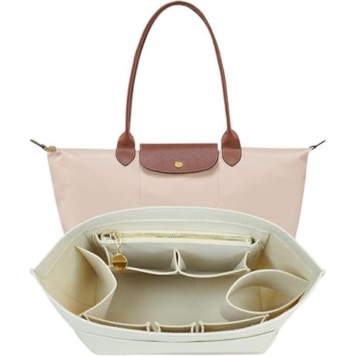 Lckaey Purse Organizer Insert For Longchamp Bag Women Purse Tote Large For Long Champ Le Pliage organizer 2025beige-L