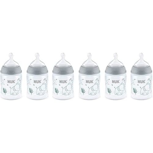 NUK Smooth Flow Anti Colic Baby Bottle, Elephant, 5 Ounce (6 Pack)