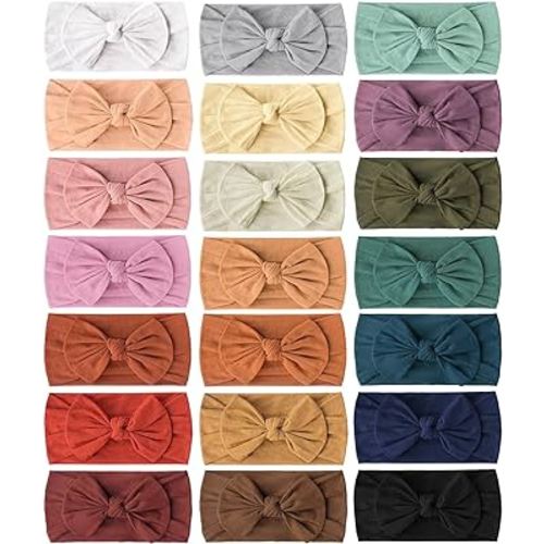 Prohouse 21PCS Baby Nylon Headbands Hairbands Hair Bow Elastics for Baby Girls Newborn Infant Toddlers Kids