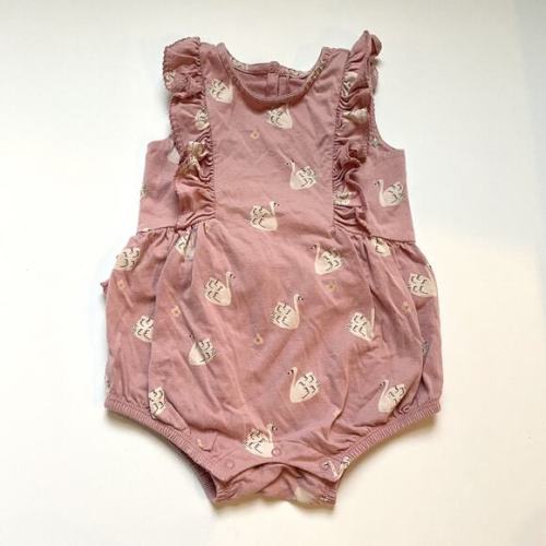 Tea Collection Pink Swan Ruffle Romper