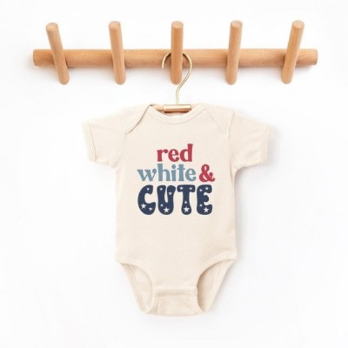 The Juniper Shop Red White And Cute Stars Baby Bodysuit - Newborn - Natural