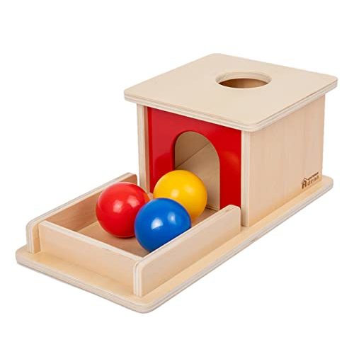 Adena Montessori Wooden Toy for 6-12 Month Baby 3 Balls,Sorting and Stacking Colorful Learning Education Toy for Toddler Kid 1-2 Year Old, Preschool Girl and Boy Gift(Full Size Typical)