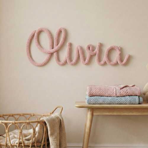 Knitted Wire Name Sign, Custom Letter Quantity and Color Options, Personalized Handmade Nursery Wall Decor, Baby Gift, Kids Room Name Sign