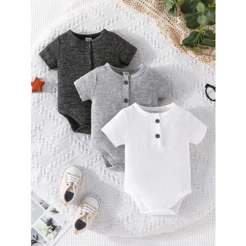 Baby Boy 3pcs Half Button Bodysuit