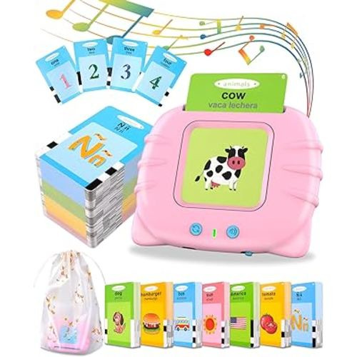 Spanish & English Talking Flash Cards for Toddlers 2 3 4 5 6, Audible Toys for Kids to Learn Spanish, 193 Cards and 385 Words