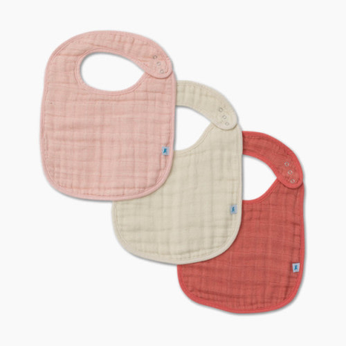 Cotton Muslin Classic Bib (3 Pack) - Rose Petal