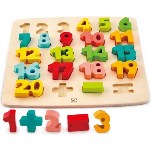 Chunky Number & Counting Wooden Block Puzzle, 20 Pieces - Hape | Maisonette