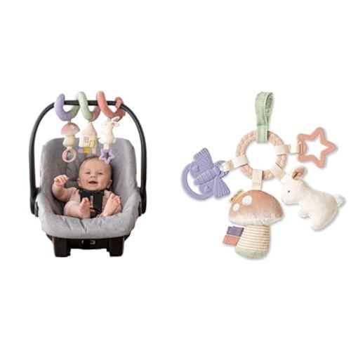 Itzy Ritzy Car Seat Spiral and Busy Ring Teething Toy Bundle (Pastel)
